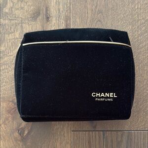 Chanel Parfums Black Velvet Cosmetic Bag
